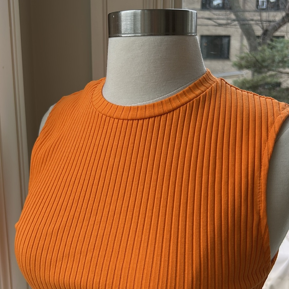 Orange Sleeveless Ribbed Top - Picture 5 of 7